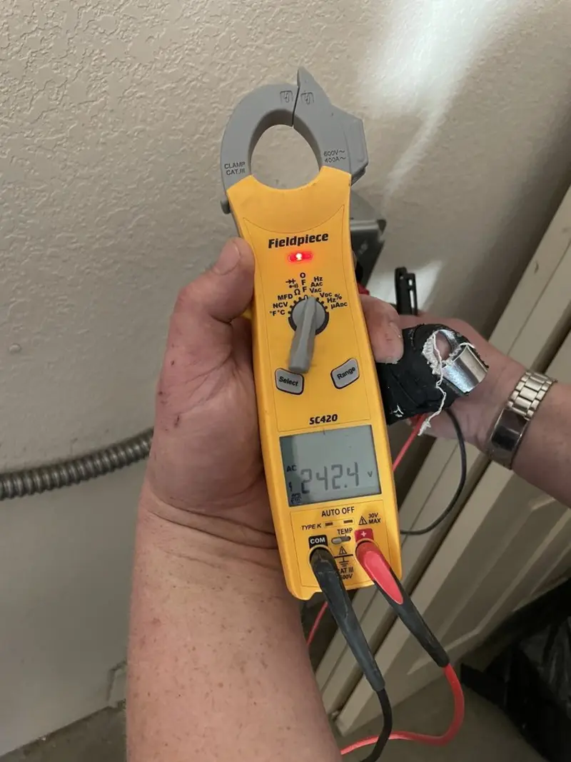 Voltage testing with clamp meter during Circuit Breaker Repair in Peekskill